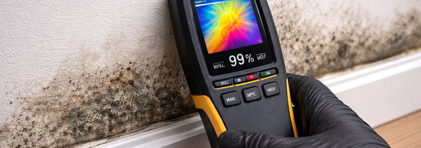 Moisture leak detection inside wall using moisture meter in Westchester NY